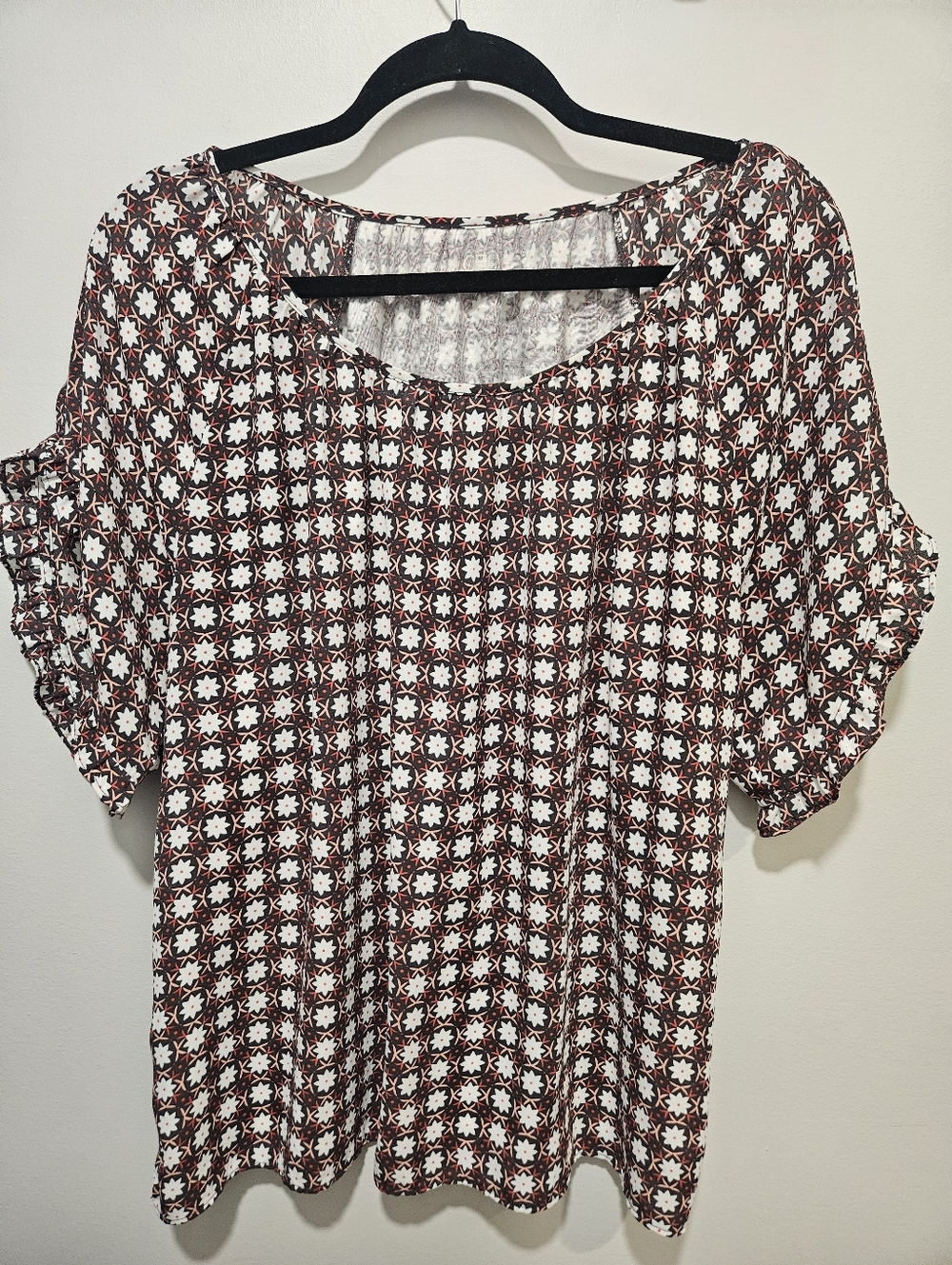 LOFT Outlet Printed Blouse Size XL Short Sleeve Lightweight Top